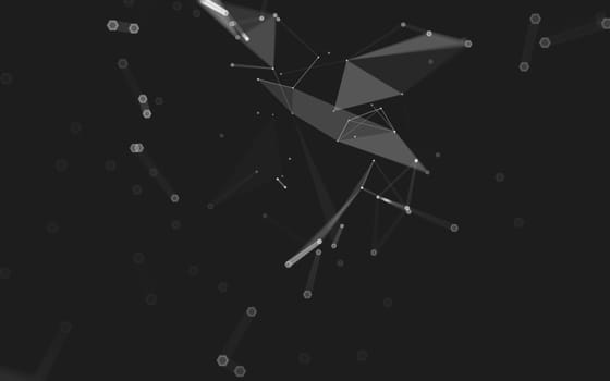 Abstract polygonal space low poly dark background with connecting dots and lines. Connection structure. 3d rendering