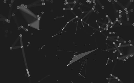 Abstract polygonal space low poly dark background with connecting dots and lines. Connection structure. 3d rendering