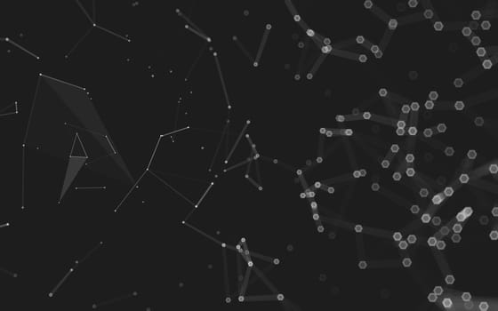 Abstract polygonal space low poly dark background with connecting dots and lines. Connection structure. 3d rendering