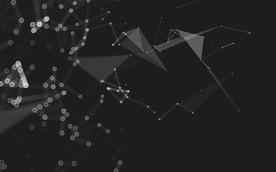 Abstract polygonal space low poly dark background with connecting dots and lines. Connection structure. 3d rendering