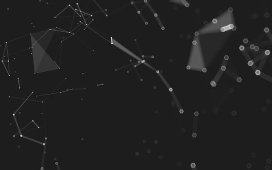 Abstract polygonal space low poly dark background with connecting dots and lines. Connection structure. 3d rendering