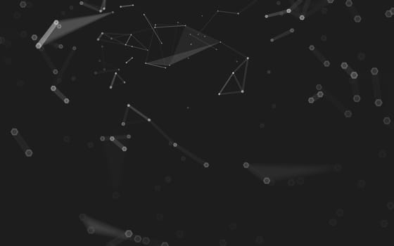 Abstract polygonal space low poly dark background with connecting dots and lines. Connection structure. 3d rendering