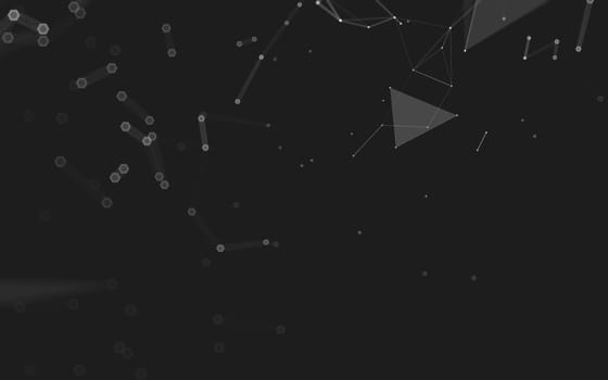 Abstract polygonal space low poly dark background with connecting dots and lines. Connection structure. 3d rendering