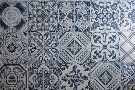 Traditional vintage ceramic tiles of Portugal design