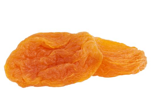 some fruits of dried apricot isolated on white background