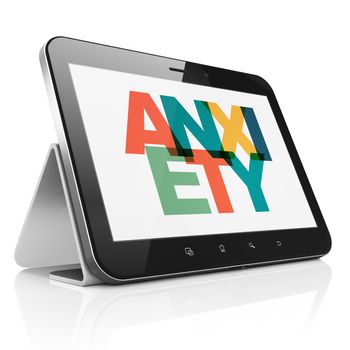 Medicine concept: Tablet Computer with Painted multicolor text Anxiety on display, 3D rendering