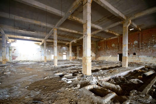 ruins of a very heavily polluted industrial factory, place was known as one of the most polluted towns in Europe, industrial series