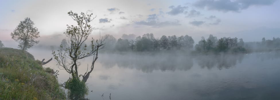 blue lake with cloudy sky, nature series