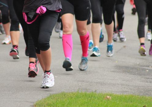 Running line of legs from a race