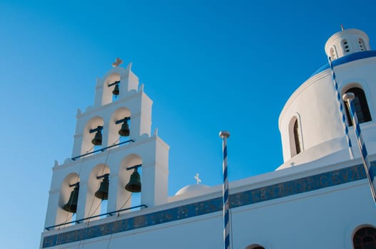 Traditional greek white church on Santorini