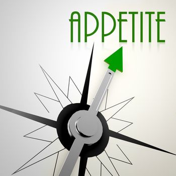 Appetite on green compass. Concept of healthy lifestyle