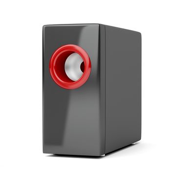 Subwoofer on white background, 3D illustration 