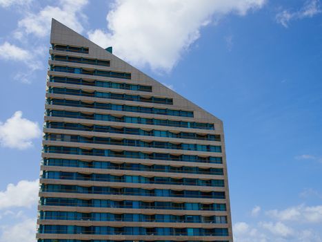 Modern urban city landscape of skyscrapers with clear blue sky background