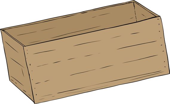 Hand drawn illustration of single wooden empty crate
