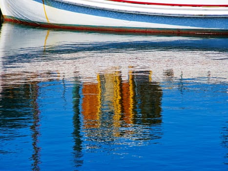 Reflection of a sale boat in the sea sailing sport background image