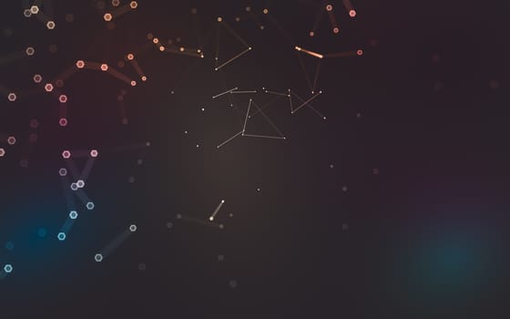 Abstract polygonal space low poly dark background with connecting dots and lines. Connection structure. 3d rendering