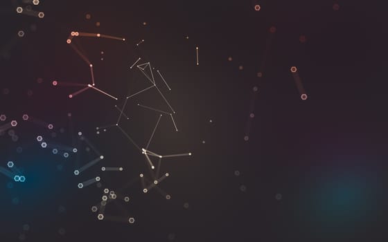 Abstract polygonal space low poly dark background with connecting dots and lines. Connection structure. 3d rendering