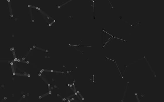 Abstract polygonal space low poly dark background with connecting dots and lines. Connection structure. 3d rendering