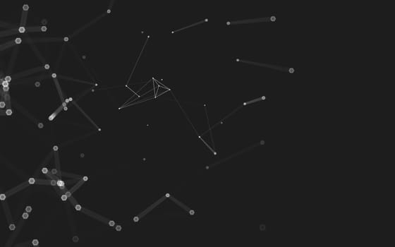 Abstract polygonal space low poly dark background with connecting dots and lines. Connection structure. 3d rendering