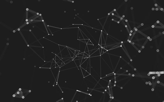 Abstract polygonal space low poly dark background with connecting dots and lines. Connection structure. 3d rendering