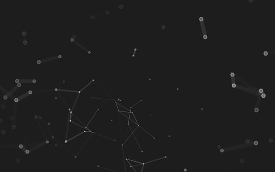 Abstract polygonal space low poly dark background with connecting dots and lines. Connection structure. 3d rendering