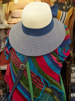 Retro vintage fashion women's hat in a shop display