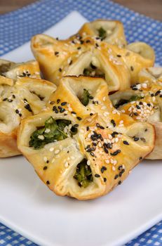 puff pastry with spinach and ricotta   on table