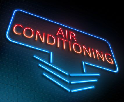 Illustration depicting an illuminated neon sign with an air conditioning concept.