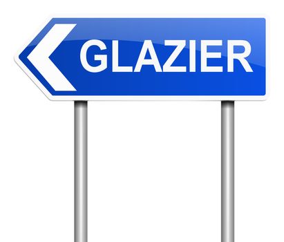 Illustration depicting a sign with a glazier concept.