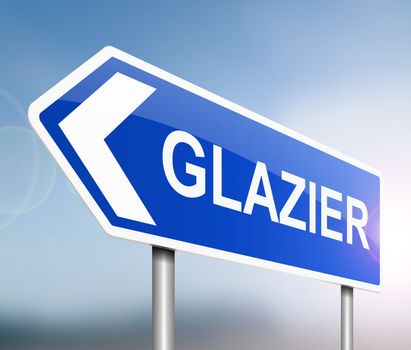 Illustration depicting a sign with a glazier concept.