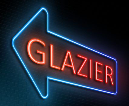Illustration depicting an illuminated neon sign with a glazier concept.