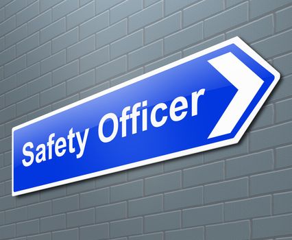 Illustration depicting a sign with a safety officer concept.