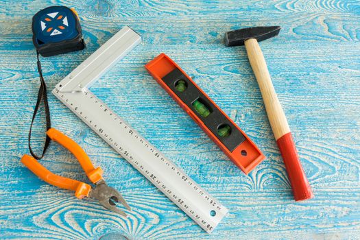 The photo shows the instruments on a blue background