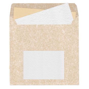 Old textured blank mailing sleeve with clear watercolor sheet for design and scrapbooking