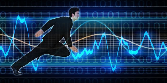 Successful Business with Chinese Man and Graph Background