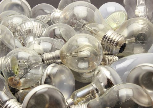 Selection of different used lightbulbs
