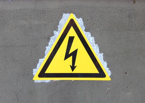 High voltage sign on a transformer station