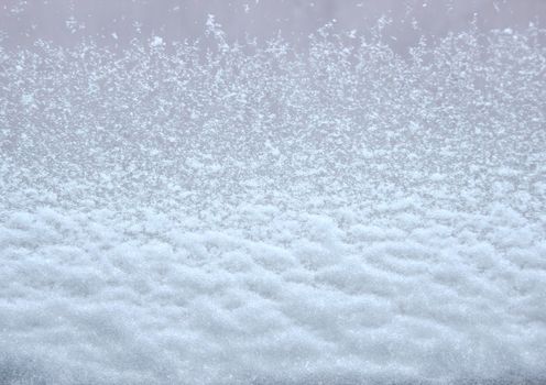 Isolated snow on car window from the inside