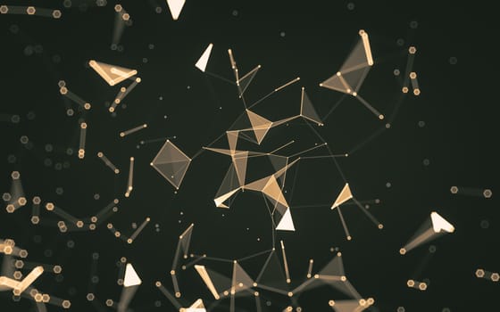 Abstract polygonal space low poly dark background with connecting dots and lines. Connection structure. 3d rendering