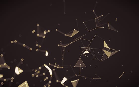 Abstract polygonal space low poly dark background with connecting dots and lines. Connection structure. 3d rendering