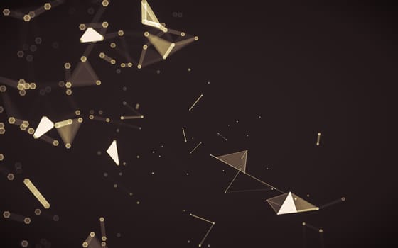 Abstract polygonal space low poly dark background with connecting dots and lines. Connection structure. 3d rendering