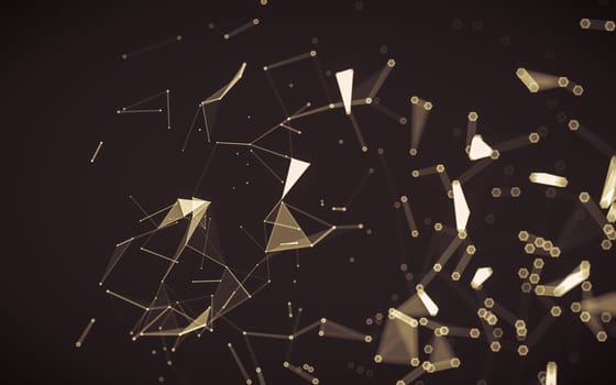 Abstract polygonal space low poly dark background with connecting dots and lines. Connection structure. 3d rendering