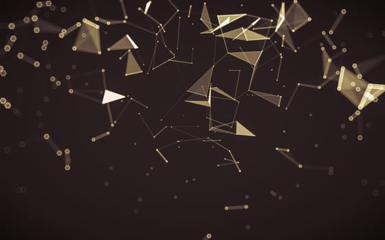 Abstract polygonal space low poly dark background with connecting dots and lines. Connection structure. 3d rendering