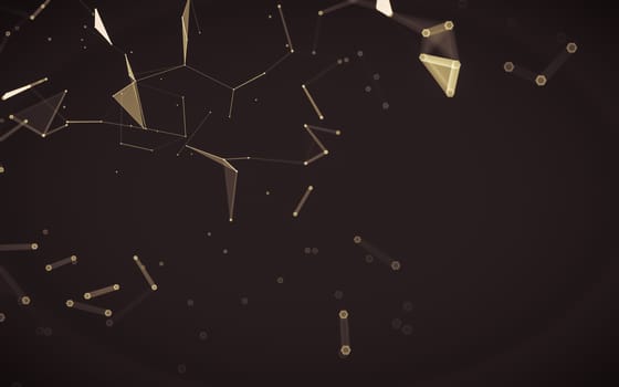 Abstract polygonal space low poly dark background with connecting dots and lines. Connection structure. 3d rendering