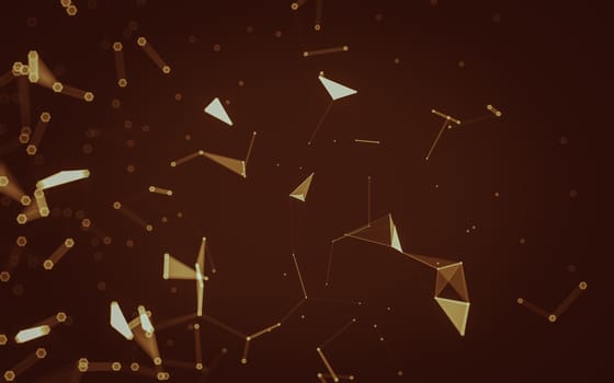 Abstract polygonal space low poly dark background with connecting dots and lines. Connection structure. 3d rendering