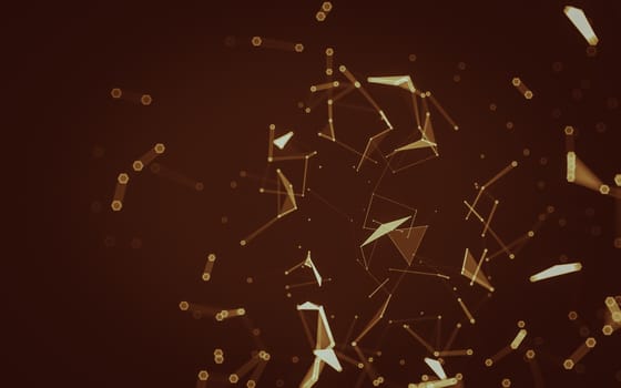 Abstract polygonal space low poly dark background with connecting dots and lines. Connection structure. 3d rendering