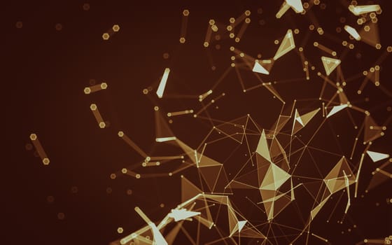 Abstract polygonal space low poly dark background with connecting dots and lines. Connection structure. 3d rendering