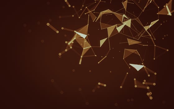 Abstract polygonal space low poly dark background with connecting dots and lines. Connection structure. 3d rendering