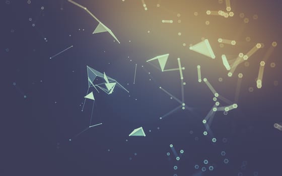 Abstract polygonal space low poly dark background with connecting dots and lines. Connection structure. 3d rendering