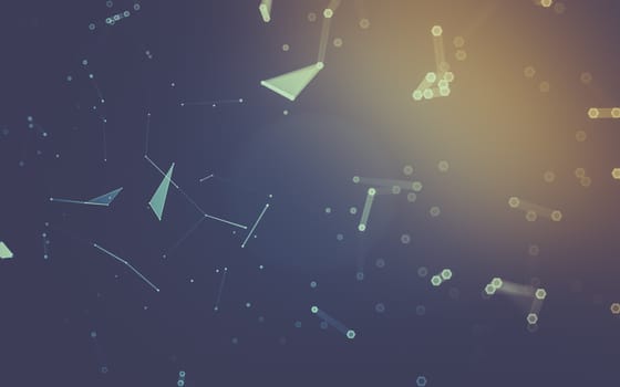 Abstract polygonal space low poly dark background with connecting dots and lines. Connection structure. 3d rendering